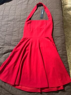 Fashion Nova Red Halter Mini Dress